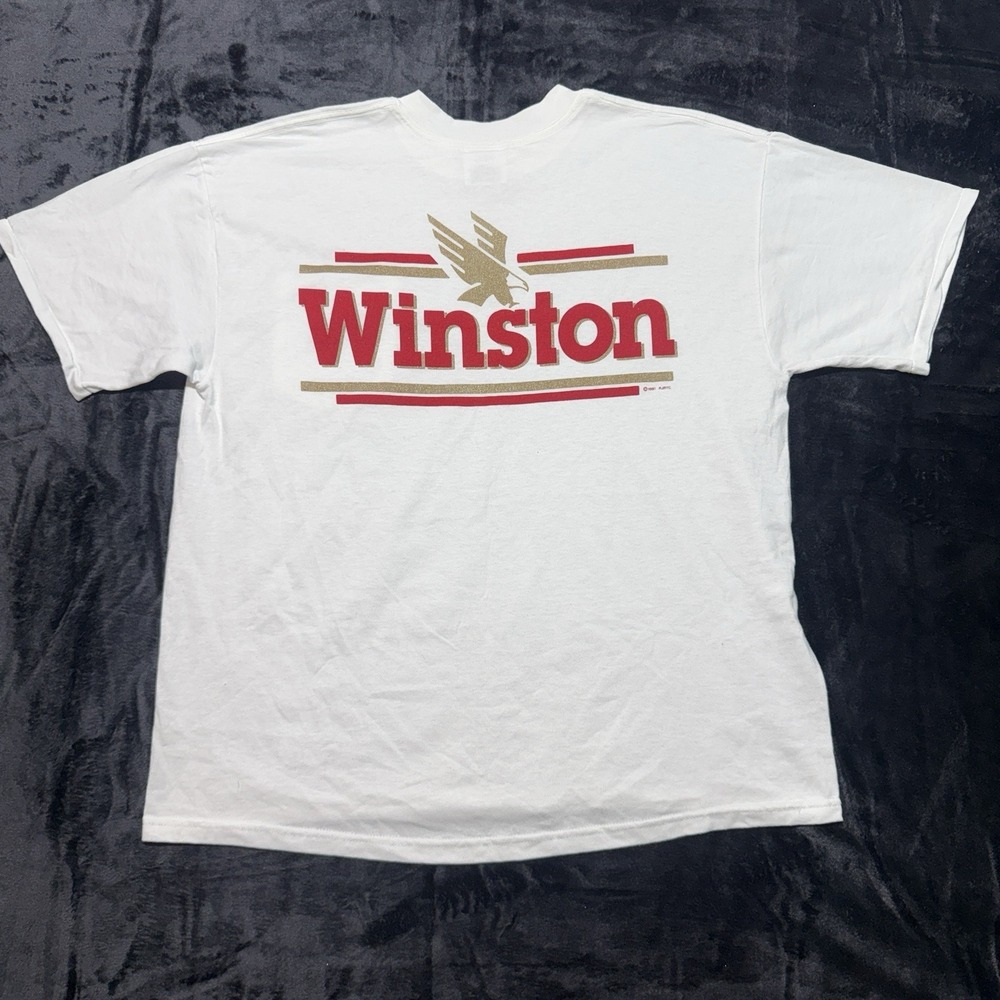 Vintage 1992 Winston Cigarettes Tshirt XL Pocket Summer 90s Tobacco Silkworm